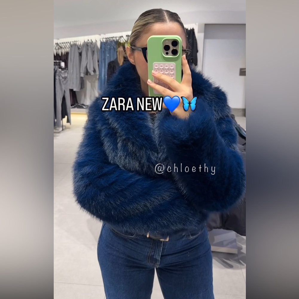 Zara FAUX FUR SHORT COAT - Picture 15 of 16